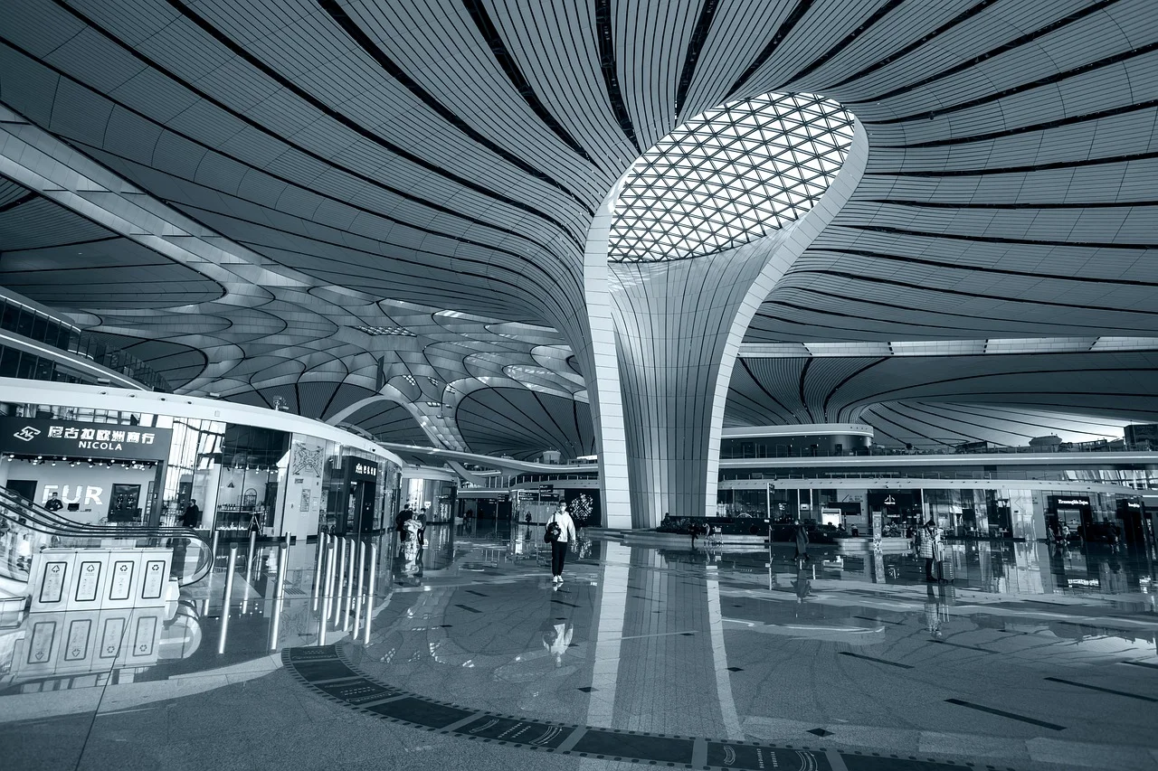 Flughafengebäude Daxing in China.