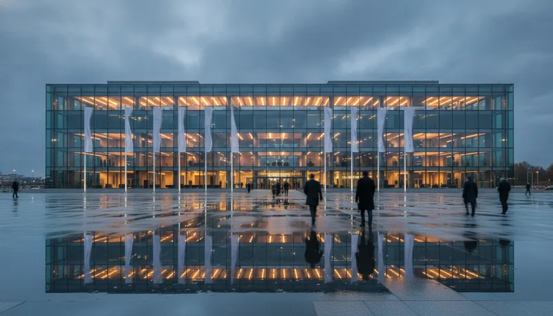 Konferenzzentrum in Warschau am Abend – Symbolbild für das Warsaw Security Forum